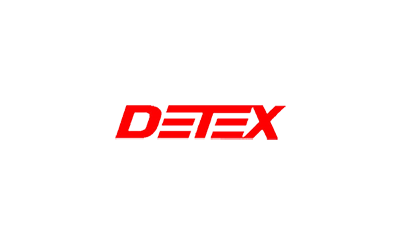 The official logo of Detex. Detex manufactures exit control locking systems we use to protect businesses in Columbus, OH.