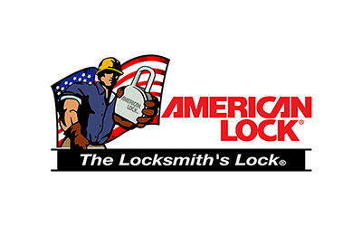 The official logo of American lock, a manufacturer of high quality locks.