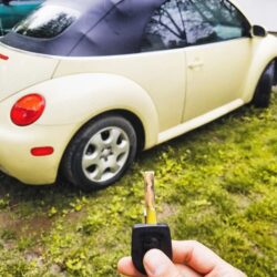 image of a VW Bug and the new laser cut key we made for them