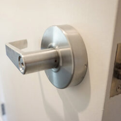 Commercial-grade door handle with lock